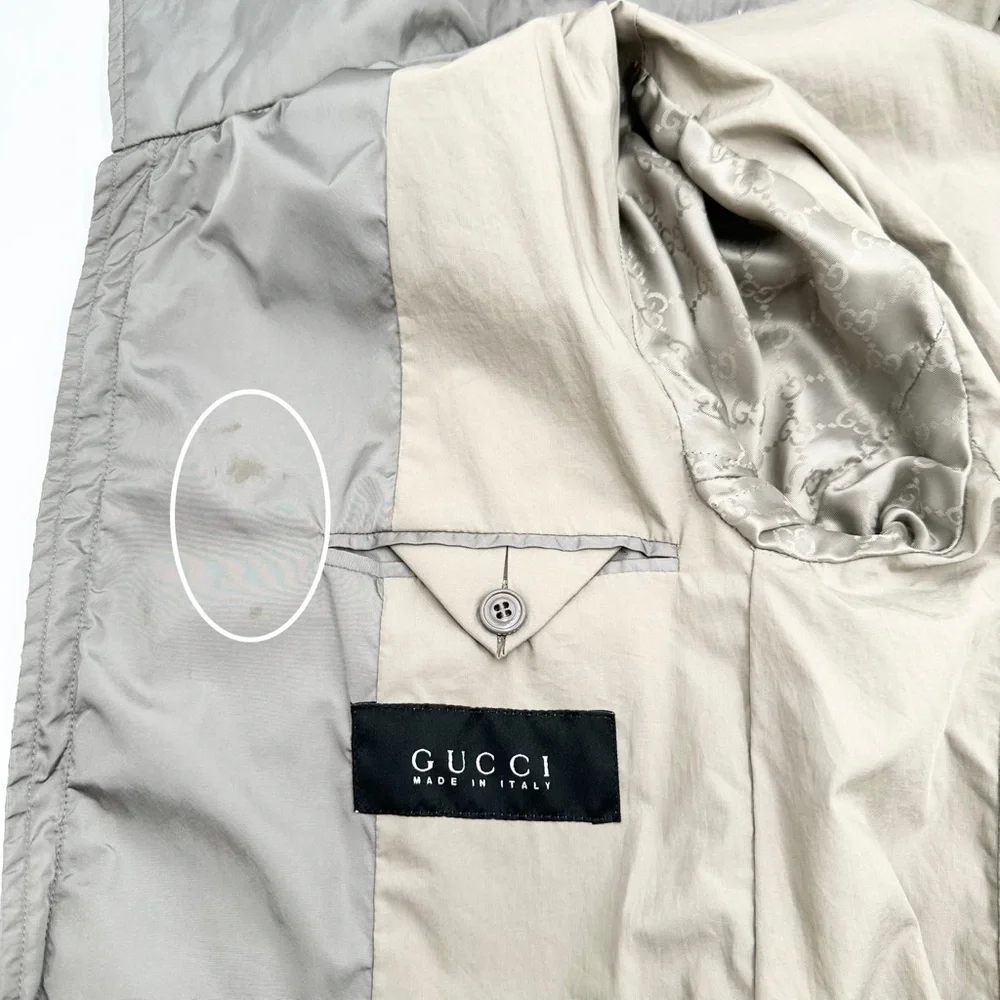 Gucci men’s Nylon Windbreaker Jacket Silver Gray